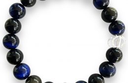 Bracelet Oeil de Tigre Bleu, Obsidienne Céleste et Cristal de roche