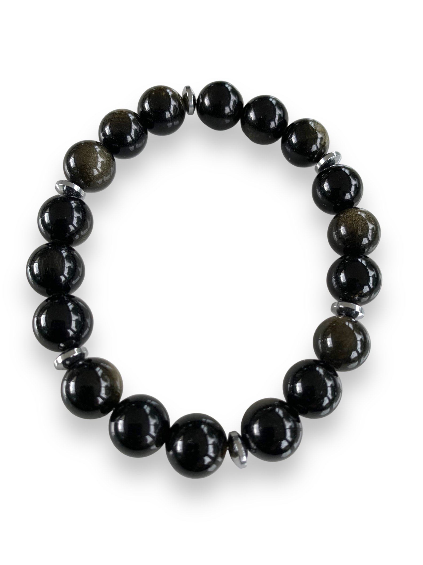 Bracelet de perles Obsidienne Dorée