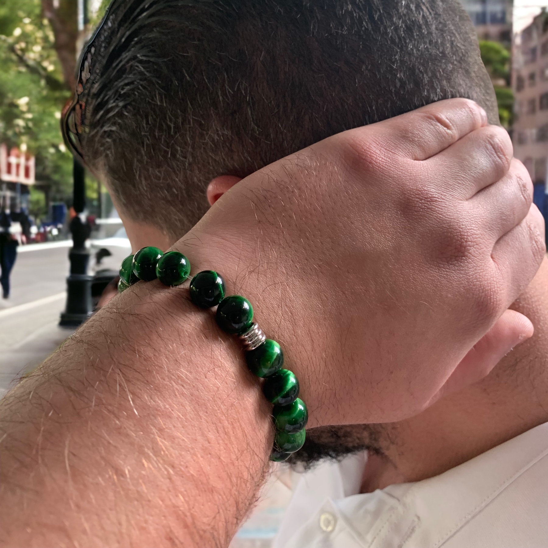 Bracelet de pierre Oeil de Tigre vert