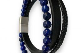 Set de 3 bracelets cuir et lapis-lazuli Serenity