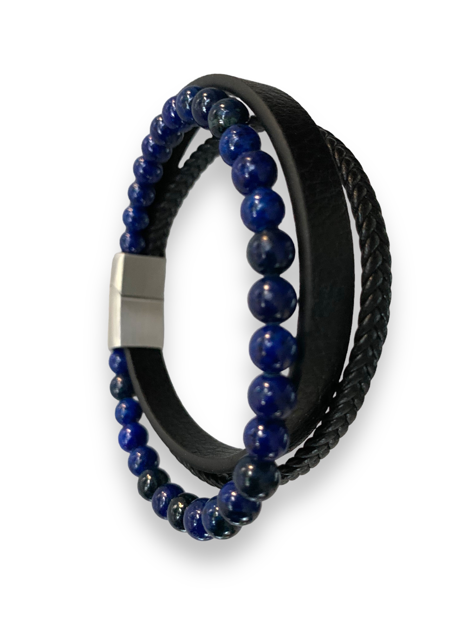 Set de 3 bracelets cuir et lapis-lazuli Serenity