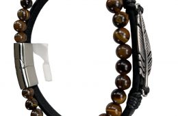 Set de 2 bracelets oeil de tigre et plume Providence