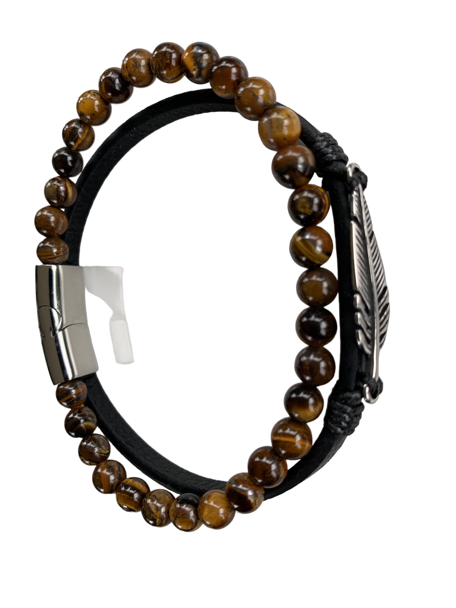 Set de 2 bracelets oeil de tigre et plume Providence