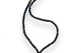 Collier Obsidienne Noire, Oeil de Tigre pendentif bouddha Plastron