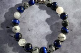 Bracelet Quartz Tourmaline et Oeil  de Tigre Bleu