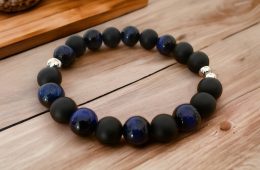 Bracelet Œil de Tigre Bleu et Onyx Mat Serenity