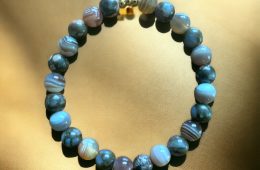 Bracelet Agate Botswana et Agate Fossile