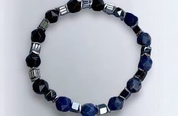 Bracelet de pierre Sodalite, Onyx avec séparateur Hématite