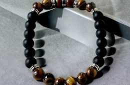 Bracelet de perles Oeil de Tigre et Onyx