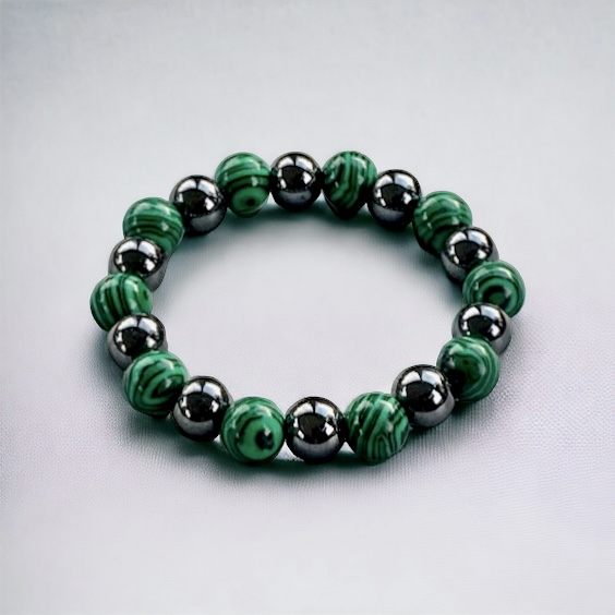 Bracelet pierre Malachite et Hématite