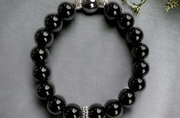 Bracelet de perles naturelle Obsidienne noire et Hématite