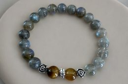 Bracelet de confiance de perles naturelle Labradorite et Oeil de Tigre